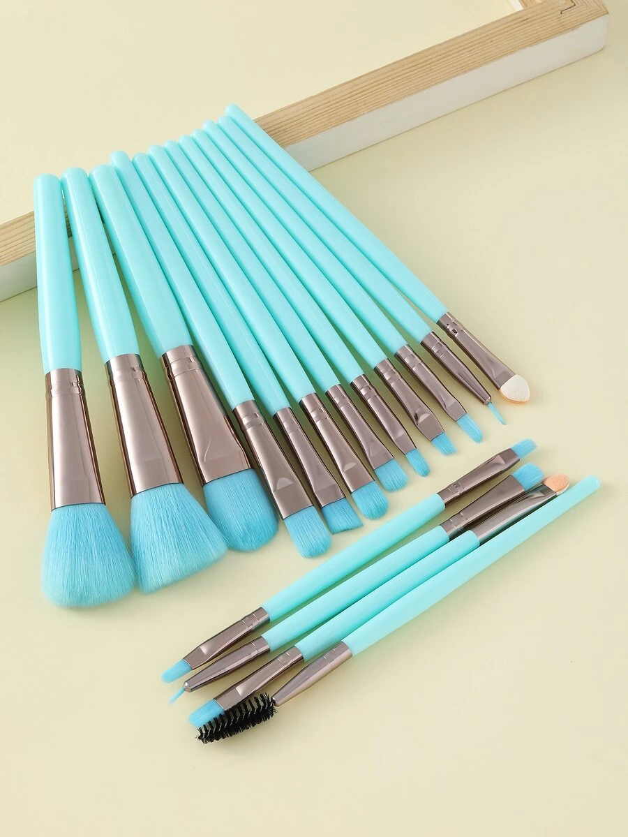 16pcs Makeup Brush Set,Brush Set,Makeup Brush Kit,Make Up Brush Set,Make Up Set Complete,Makeup Brush Set,Complete Makeup Kit,Brush Kit,Brushes Makeup Set,Makeup Gift Set - Blue - View 1