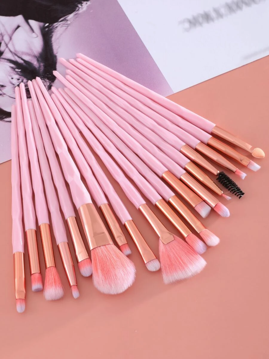 18pcs Makeup Brush Sets Premium Synthetic Hair Eyeshadow Blending Brush Sets Cosmetics Tools For Face And Eyes,Brush Set,Makeup Brush Kit,Make Up Brush Set,Make Up Set Complete,Makeup Brush Set,Complete Makeup Kit,Brush Kit,Brushes Makeup Set,Makeup Gift Set - Pink - View 1