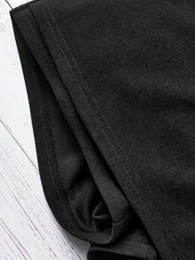 SHEIN 女孩素色圍裹下擺裙裤 - 黑色 - 查看 4