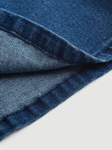 SHEIN MOD Lace Up Front Bodycon Denim Skirt - Dark Wash - View 4