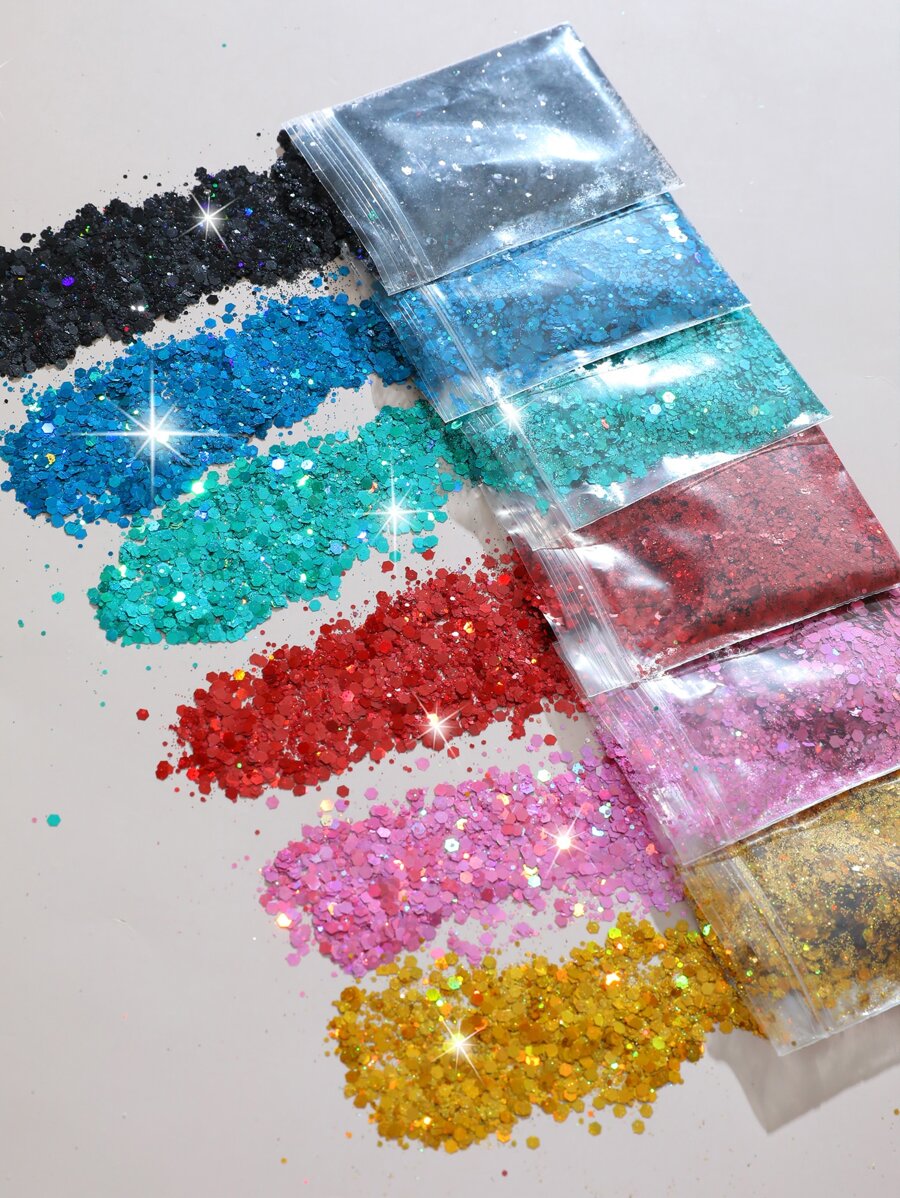 6 件装亮片设计美甲装饰