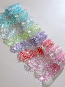 8色指甲不对称碎片指甲闪粉DIY节日装饰碎片指甲用品指甲饰品指甲宝石 - 彩色 - 查看 3