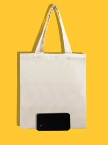 Bolsa de compras con estampado de labio - Beis - Ver 3