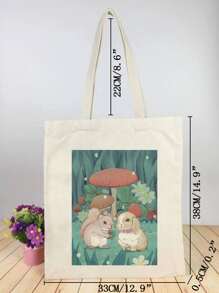 Bolso de compras con gráfico de dibujos animados para hombres, bolso de playa, bolso de compras, bolso reutilizable, bolso de lona para viajes y trabajo - Beis - Ver 4