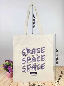 Men Letter Graphic Shopper Bag Beach Bag Shopping Bag Reusable Bag Duffle Bag for Travel and Work - Beige - View 4