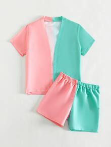 Boys Two Tone Kimono & Beach Shorts - Multicolor - View 5