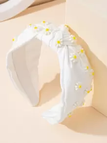 花朵裝飾髮箍 - 白色 - 查看 1