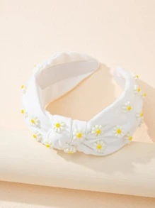 花朵裝飾髮箍 - 白色 - 查看 3