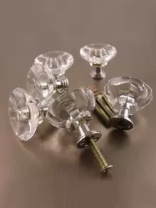 6pcs Flower Design Clear Drawer Knob - Clear - View 6