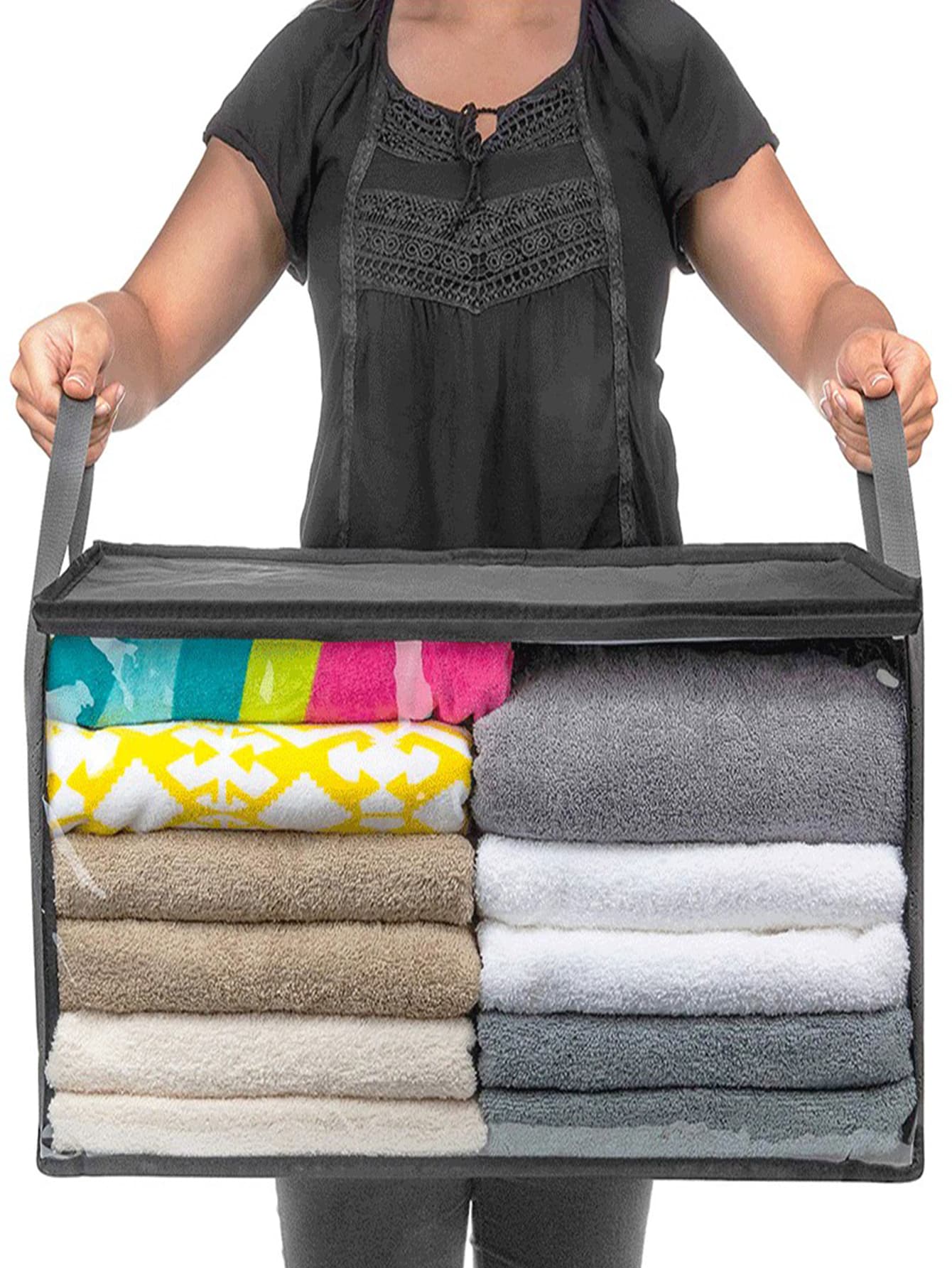 1pc Portable Clothes Storage Bag - Grey - View 1