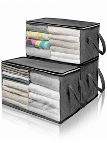 1pc Portable Clothes Storage Bag - Grey - View 6