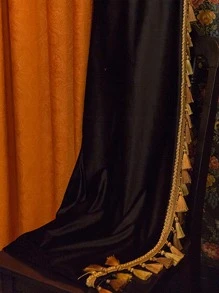 Color Block Tassel Decor Single Panel Blackout Curtain - Multicolor - View 3