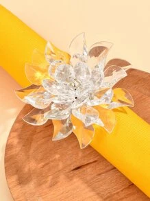 1pc Flower Decor Napkin Ring - Silver - View 1
