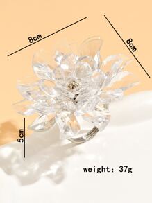 1pc Flower Decor Napkin Ring - Silver - View 3