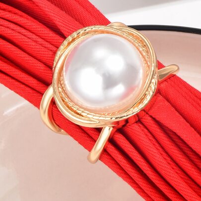 1pc Faux Pearl Decor Napkin Ring