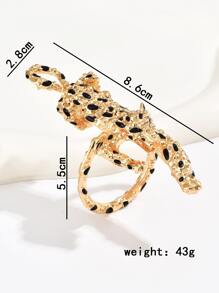 1pc Leopard Decor Napkin Ring - Gold - View 3