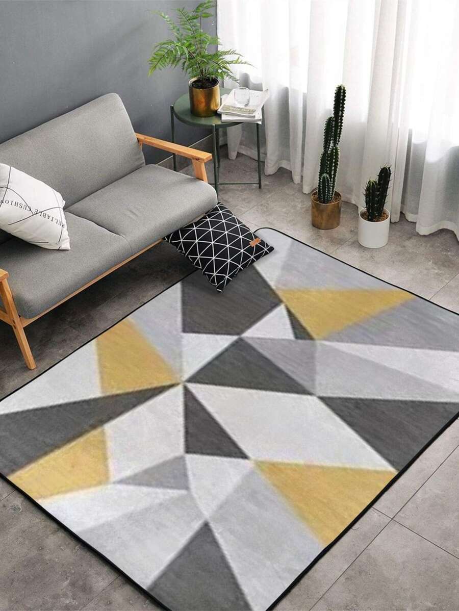 1pc Geometric Pattern Rug - Multicolor - View 1