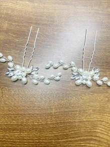 1pc Random Faux Pearl Decor Bridal Hair Pin - Silver - View 3