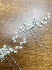 1pc Random Faux Pearl Decor Bridal Hair Pin - Silver - View 4