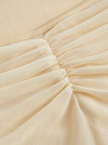 SHEIN MOD Top crop de manga farol fruncido - Albaricoque - Ver 3