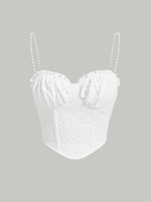 SHEIN MOD Top de tirantes bustier pecho con fruncido ribete fruncido fruncido - Blanco - Ver 1