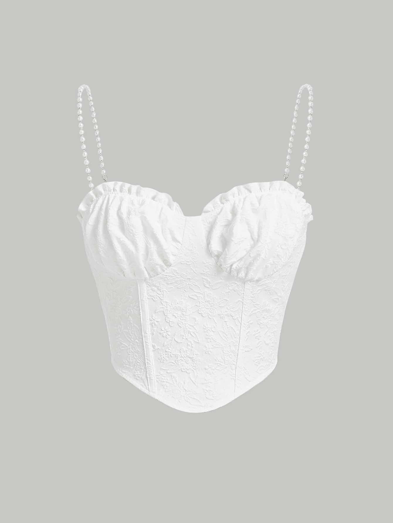 SHEIN MOD Top de tirantes bustier pecho con fruncido ribete fruncido fruncido - Blanco - Ver 1