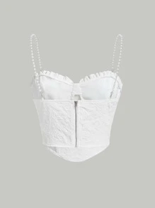 SHEIN MOD Top de tirantes bustier pecho con fruncido ribete fruncido fruncido - Blanco - Ver 2