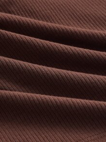 SHEIN MOD Camiseta 2 en 1 unicolor tejido de canalé con con cordón - Café integral - Ver 6