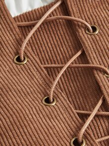 SHEIN MOD Cold Shoulder Lace Up Front Top