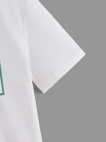 SHEIN 男孩標語圖案連帽T恤和短褲