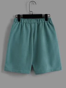 SHEIN 男孩標語圖案連帽T恤和短褲