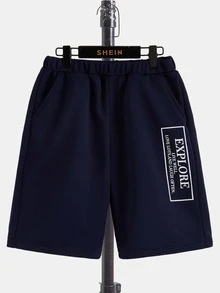 SHEIN Boys Slogan Graphic Tee & Shorts - Multicolor - View 4