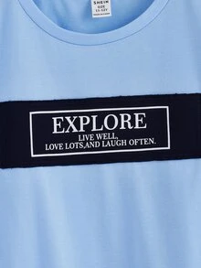 SHEIN Boys Slogan Graphic Tee & Shorts - Multicolor - View 7