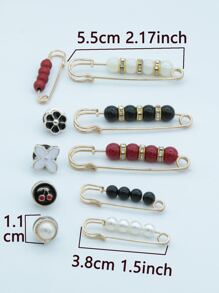 10pcs Faux Pearl Decor Scarf Pin - Multicolor - View 3