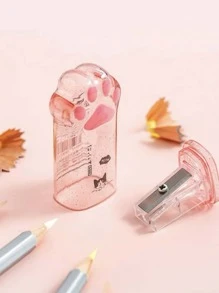 1 件随机爪子图案铅笔刀，可爱多用途基础学校铅笔刀，适合学生使用。可爱猫爪铅笔刀手动铅笔刀儿童猫爪铅笔刀文具带盖，适用于办公室家庭学校用品，粉色和灰色 - 彩色 - 查看 3
