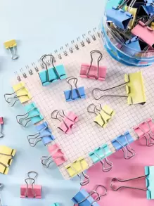 60pcs Mixed Colour Metal Binder Clips 15mm Small-Sized,Ideal For Office,Teacher Gift,Kitchen Clips,Students,And Fun Stationery Collection. Back To School - Multicolor - View 1