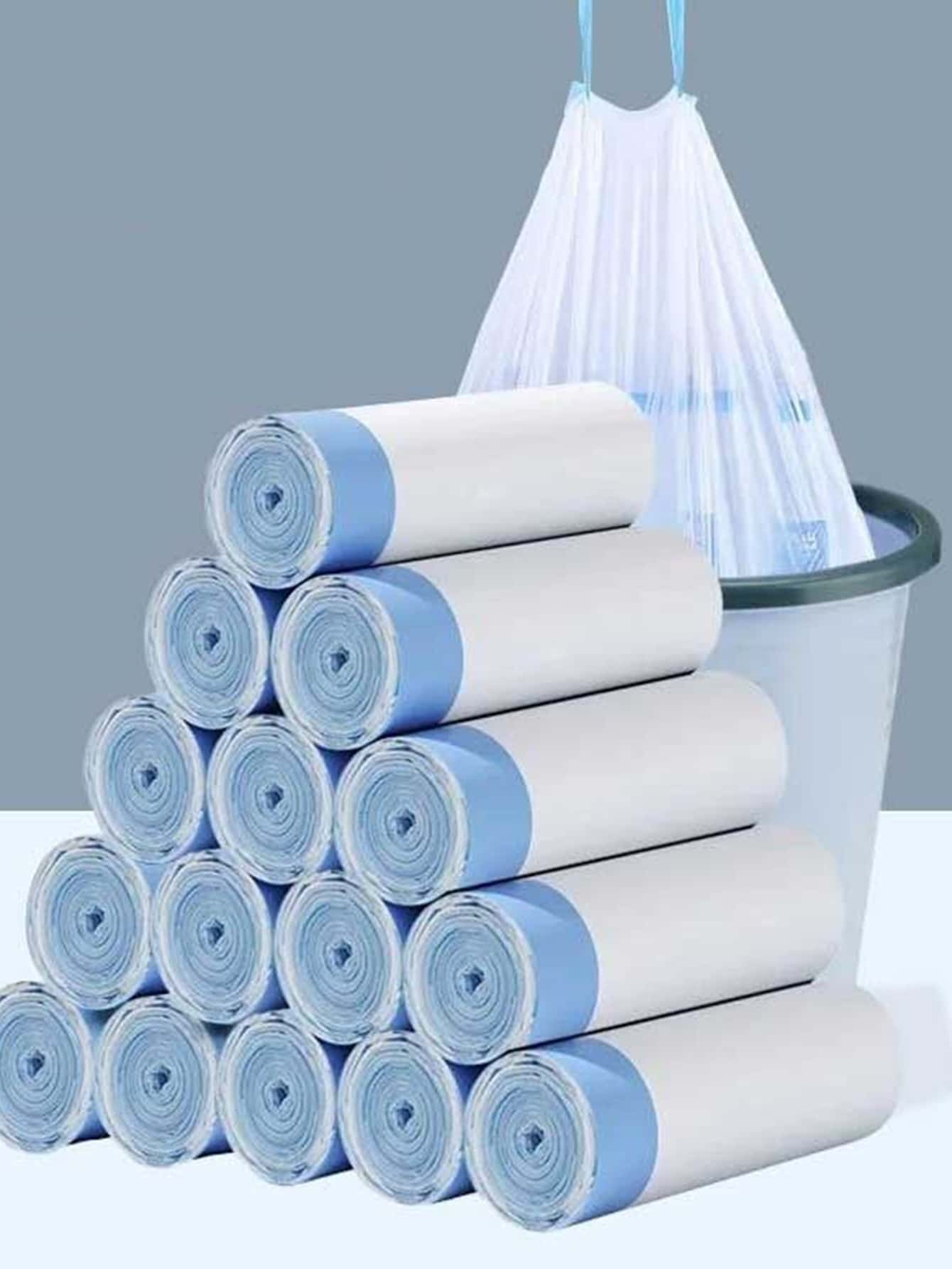 3卷/1卷收口式垃圾袋,適用於小型廚房、浴室、臥室,超強實力、無香味、15件裝,垃圾袋 - 白色 - 查看 1