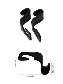 4pcs Black Multifunction Hook,Simple PP Plain Color Hook For Chair,Furniture,Home - Black - View 3