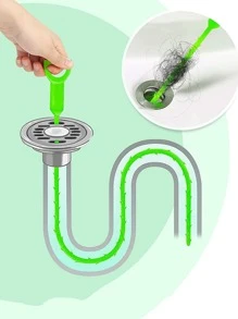 4入組隨機色塑膠下水道疏通工具