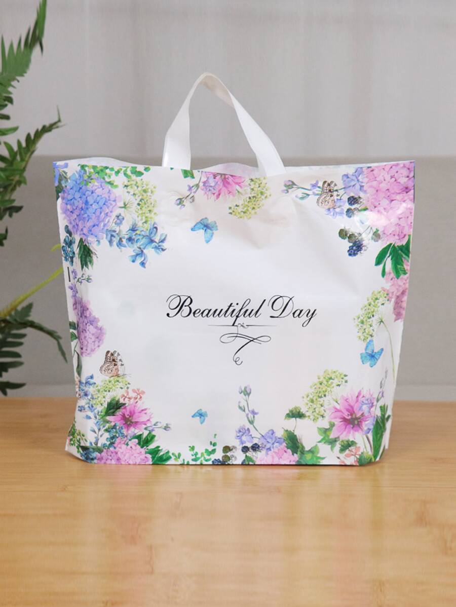 10pcs Floral & Slogan Graphic Gift Bag - Multicolor - View 1