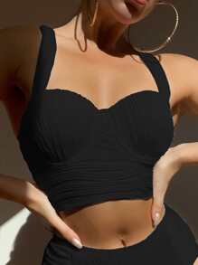 Swim Chiccia Ruched Push Up Bikini Top,Summer Beach - Black - View 7