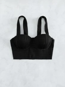 Swim Chiccia Ruched Push Up Bikini Top,Summer Beach - Black - View 4