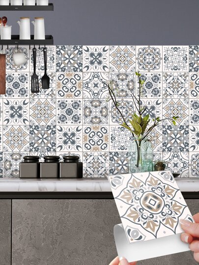 10pcs Geometric Pattern Kitchen Sticker, Stickers, Wall Decal, Vinyl Decal For Home Decorations, Spring Decoration Items Refresh Your Home, Festival Decoration Stickers Gifts Birthday Graduation