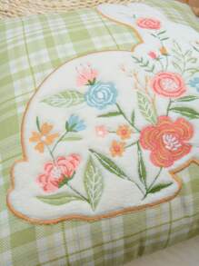 1 pieza Funda de cojín sin relleno conejo & con bordado floral - Multicolor - Ver 6