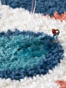 1pc Rocket & Letter Graphic Non-slip Bath Rug - Multicolor - View 3