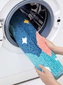1pc Rocket & Letter Graphic Non-slip Bath Rug - Multicolor - View 5