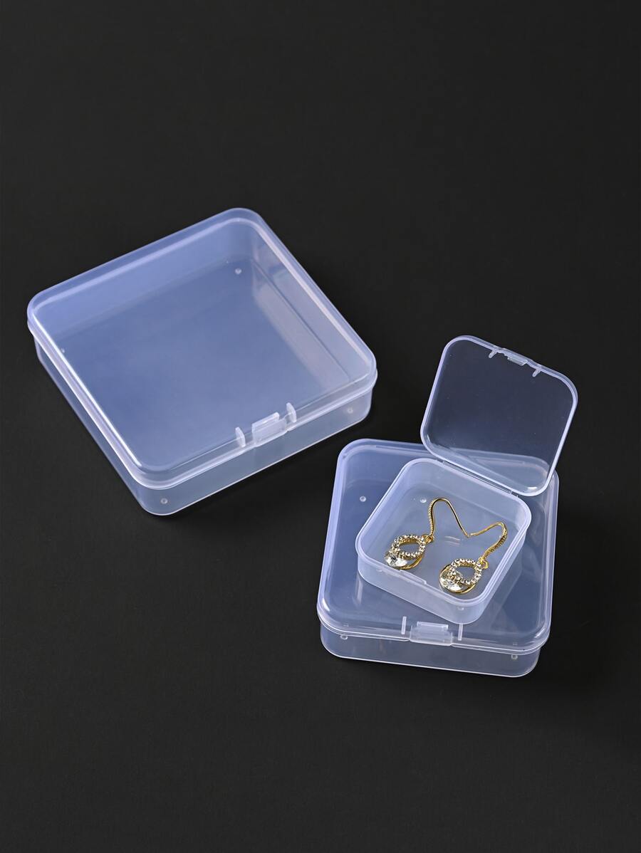 3pcs Clear Jewelry Storage Box - White - View 1