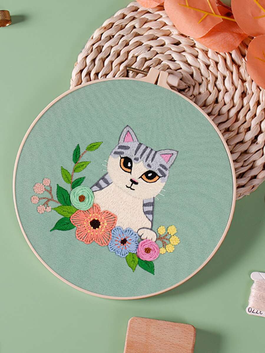 1set Cartoon Cat Pattern Hand Embroidery - Multicolor - View 1