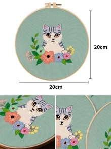 1set Cartoon Cat Pattern Hand Embroidery - Multicolor - View 3