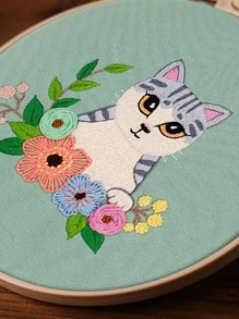 1set Cartoon Cat Pattern Hand Embroidery - Multicolor - View 4